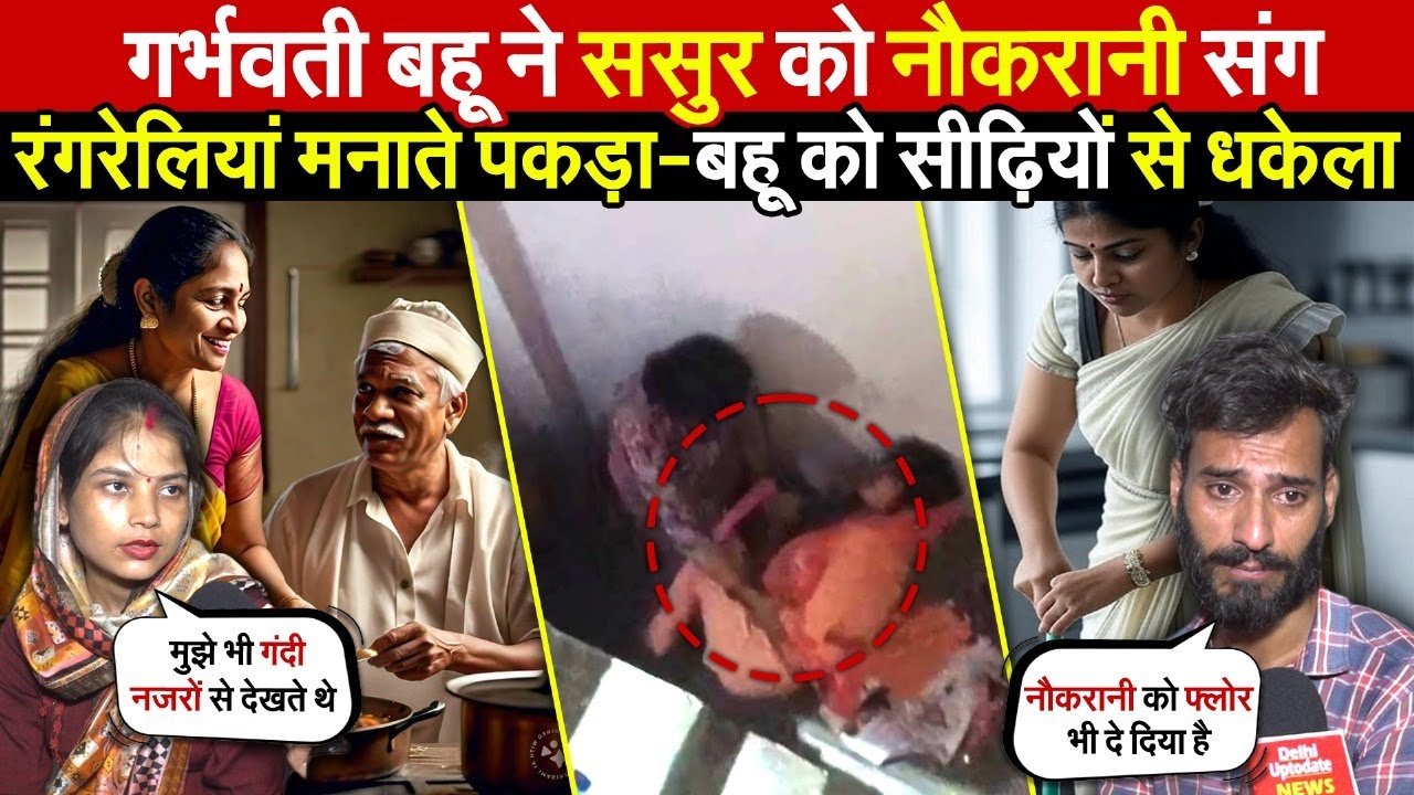 गर्भवती बहू ने ससुर को नौकरानी संग | रंगरेलियां मनाते पकड़ा-सीढ़ियों से धकेला | Burari | Delhi News