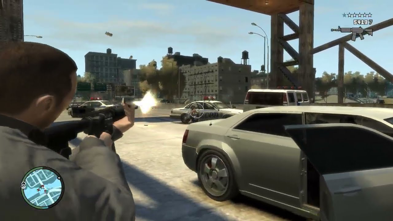 GTA 4 - Hickey Bridge Triad Shootout + Six Star Escape