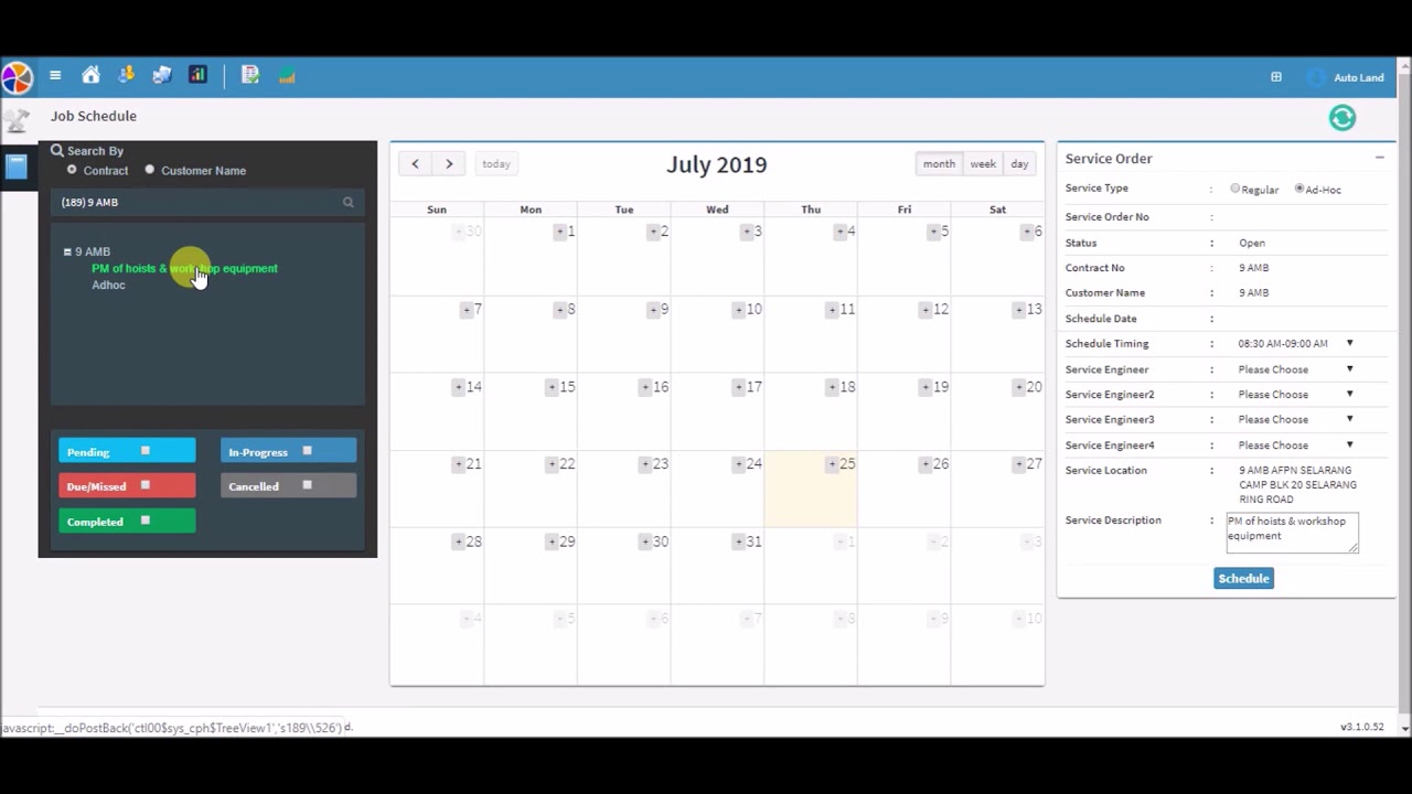 E serve Job schedule Creation FLOWAVE- Par3software | work order management system