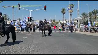 הפגנה בצומת מת&quot;מ חיפה (צילום: דוברות המשטרה)