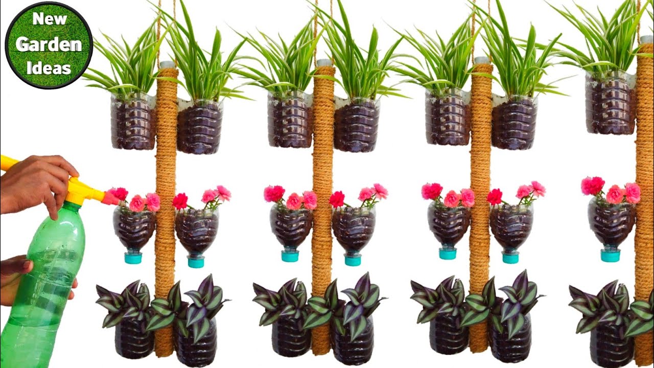 How to Make Beautiful Hanging Planter out of plastic bottle YouTube
