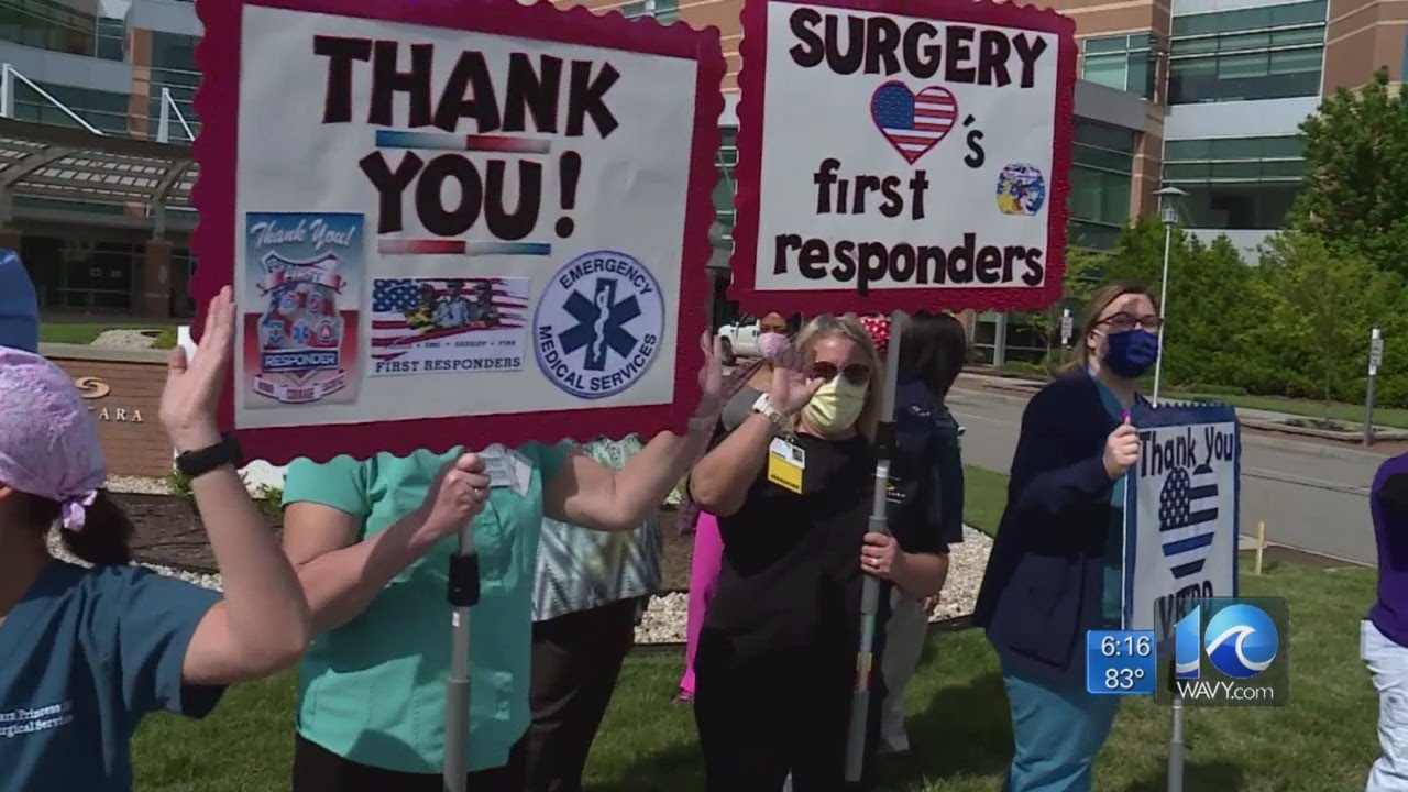 Local first responders hold parades to honor health care workers - YouTube