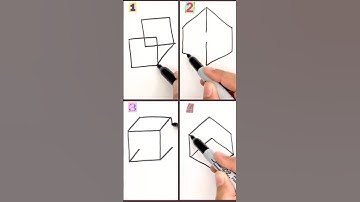 How to Draw a 3D Cube drawing in 4 Easy Ways | Kids Drawing videos #shorts #kidsdrawing #cube #3d