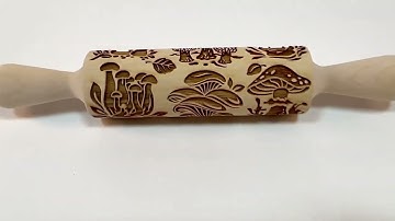 Mushrooms Rolling Pin Embossed Textured Cookies Christmas Gift Clay Stamp, Ceramic Roller