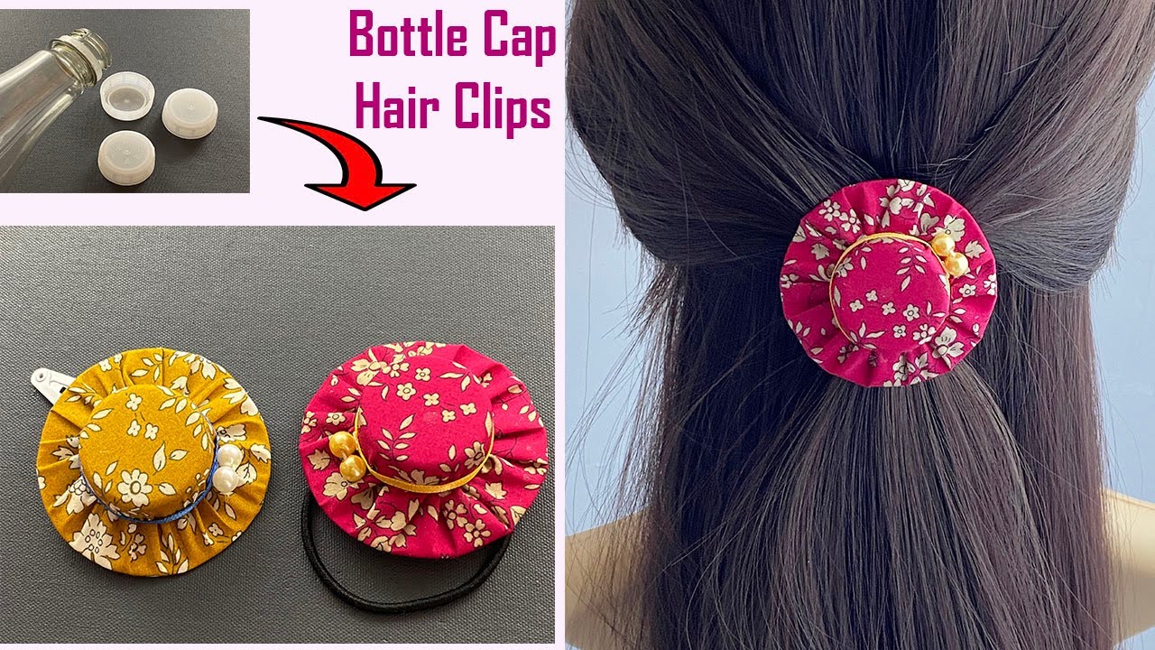 Easy Diy Plastic Bottle Cap Hair Clips Making How To Make A Mini Hat Bottle Cap Recycling 