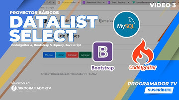 SELECT (Codeigniter 4, Mysql, Bootstrap 5) : Mostrar, Editar, Eliminar, Agregar y Listar ( Video 3 )