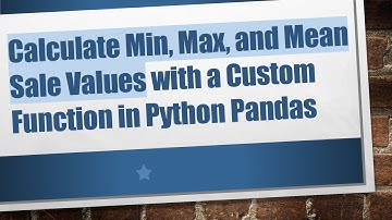 Calculate Min, Max, and Mean Sale Values with a Custom Function in Python Pandas