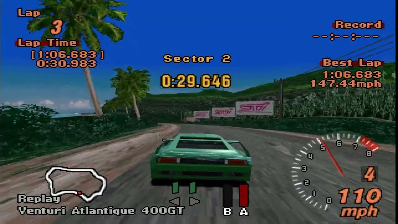 Gran Turismo 2 Stock Laps Tahiti Road (Venturi Atlantique 400 GT) 106