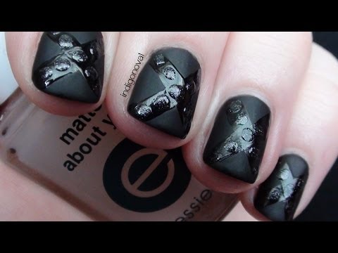 Easy Black Matte Studded Nails - Beginners Nail Art Tutorial