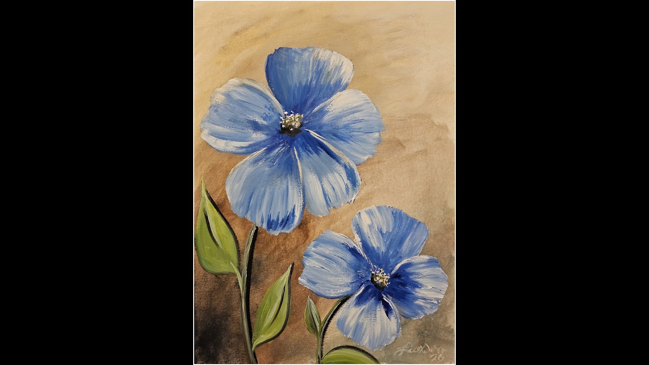 Как нарисовать синие цветы маслом #живопись #как #искусство #легко #какрисоватьцветы