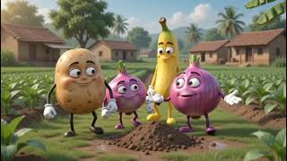 The Potato, Onion & Banana Who Escaped the Village Market 😂🥔🧅🍌 | Funny Cartoon Story | 3D Animation