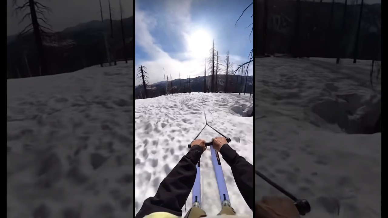 Skier goes off cliff 