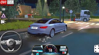 Rainy night in Paris 🇫🇷 - Level 1 2 3 | Mercedes Benz CLA | Driving School Sim | Gameplay screenshot 5