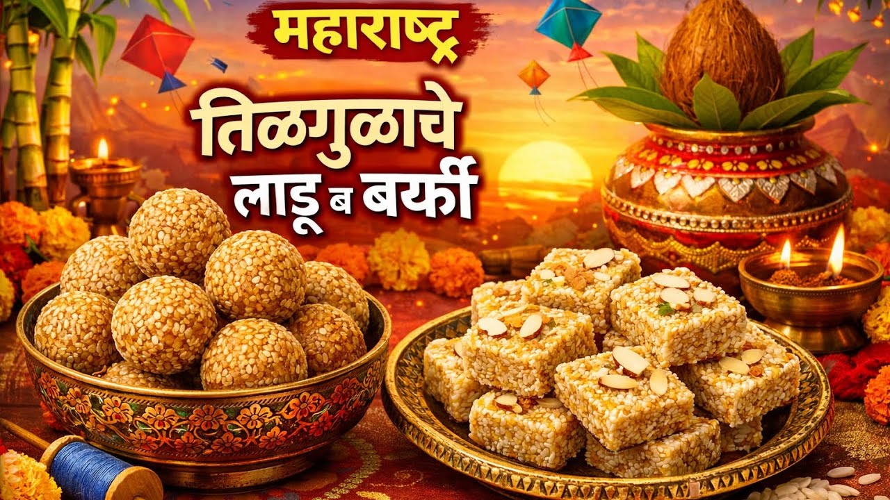 मकर संक्रांती स्पेशल तीळ गुळाची बर्फी व लाडू | Til Gul Barfi Laddu Recipe