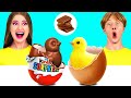 Real food vs chocolate food challenge  funny moments by happy fun