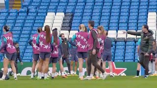 Barcelona women train at Stamford Bridge ahead of Chelsea Women's Champions League semi-final clash