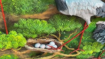 Tranh đắp nổi Tùng hạc