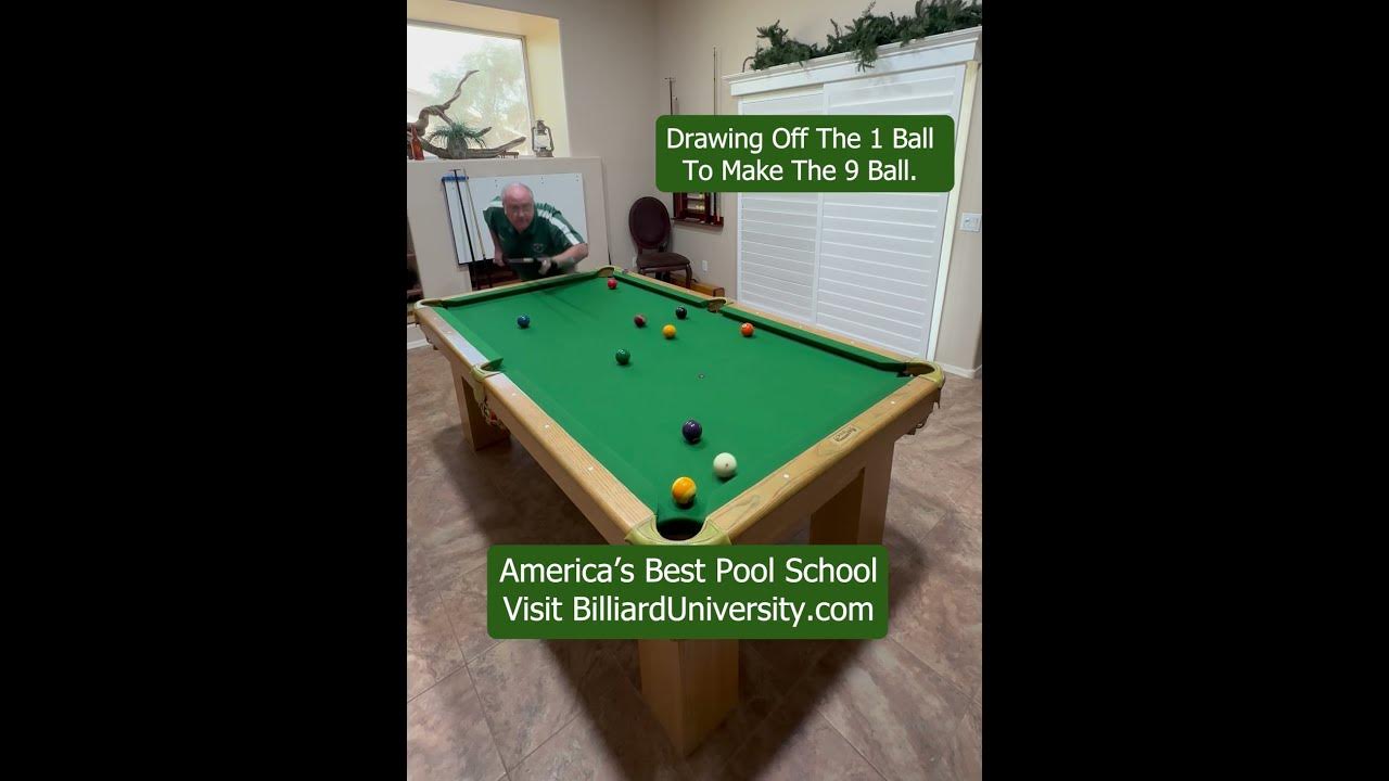 Doing A Trap Draw Off The 1 Ball To Pocket The 9 Ball In Slow Motion. 