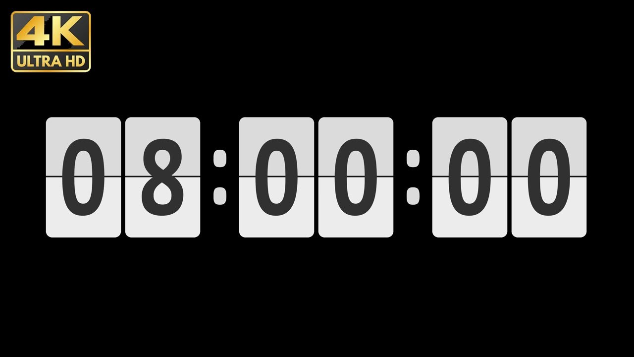 8 Hour Timer - 480 MINUTE COUNTDOWN with ALARM in 4K - YouTube