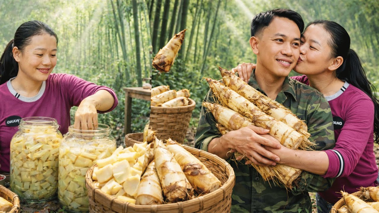 Giant bamboo shoots  Harvest and store | Biên Giàng My family