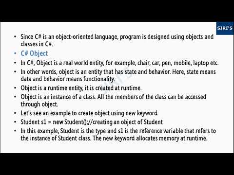 csharp c# tutorial 24 object and class