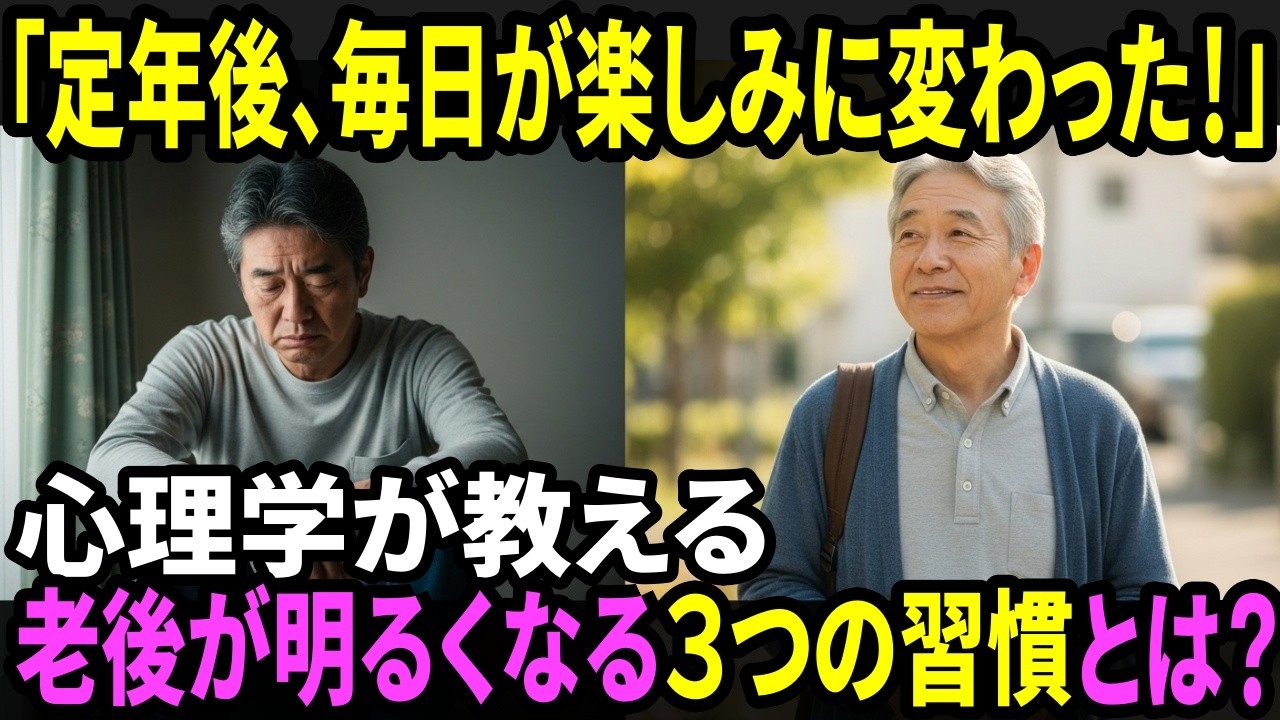 定年後、何もない毎日が変わった。心理学が教える「老後が明るくなる習慣」3選【居場所・未来・お金編】