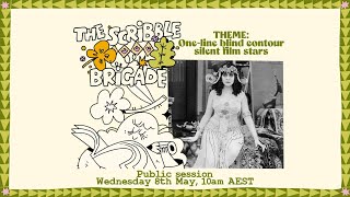 The Scribble Brigade - One line blind contour silent film stars