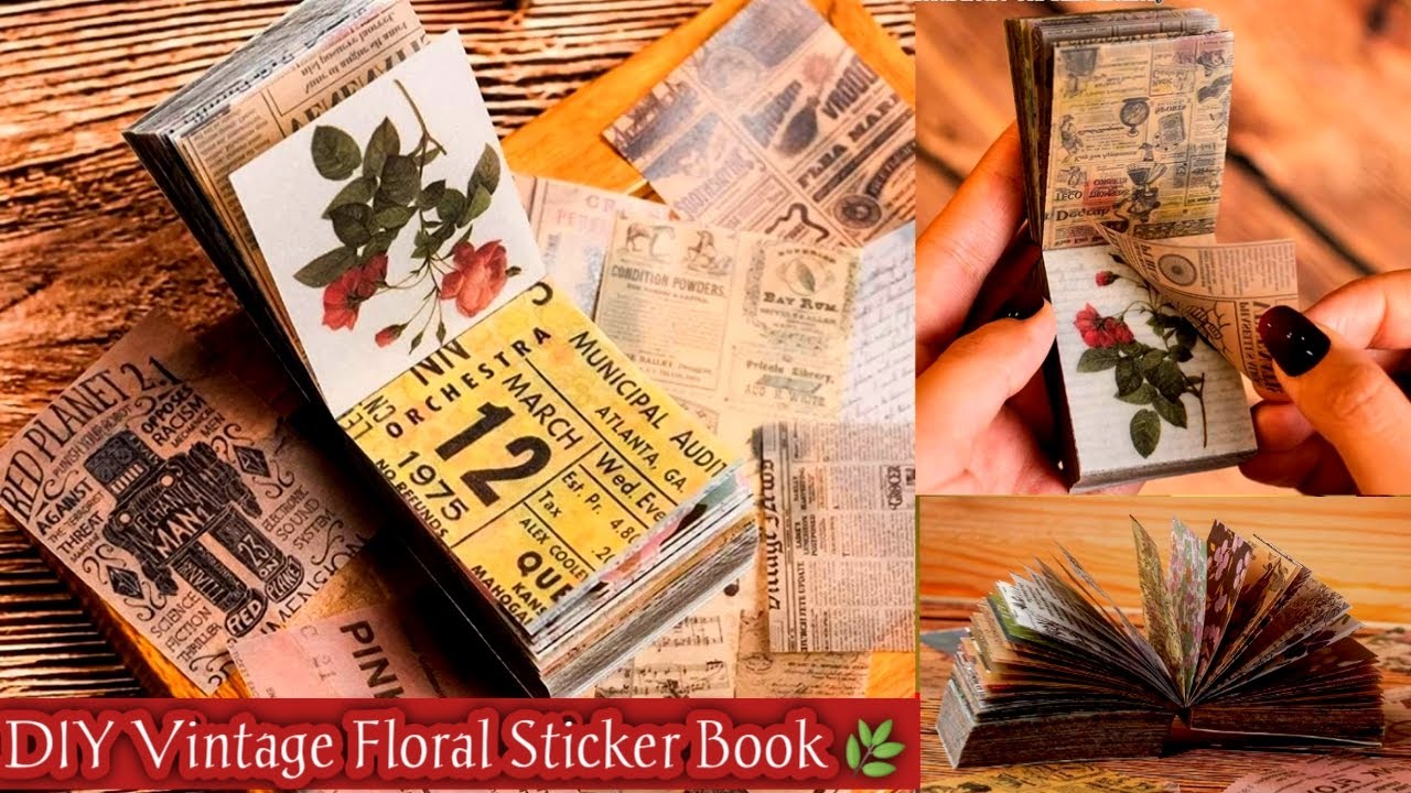 How to make Vintage Sticker Book DIY Journal supplies at home  #craftersworld #journalsupplies #diy 