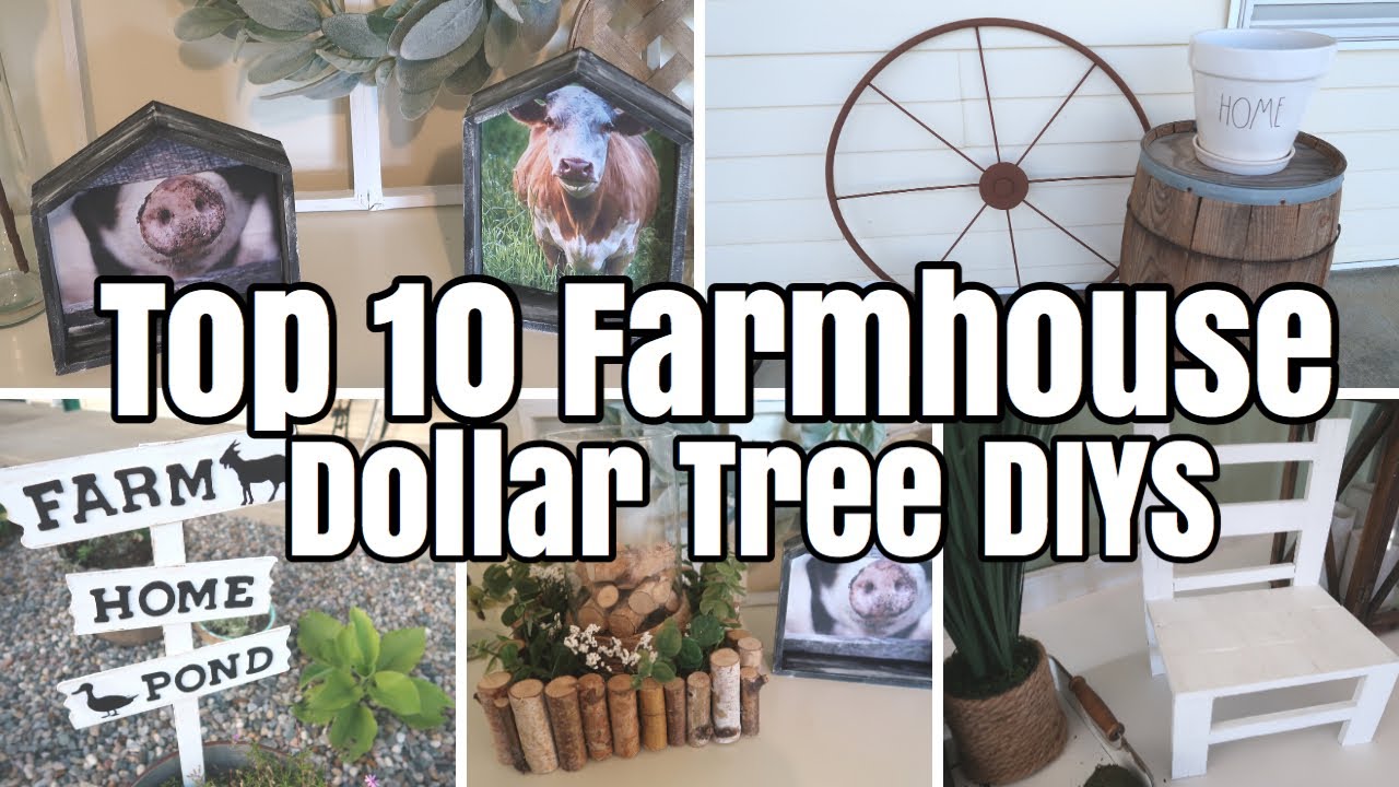 Top 10 Farmhouse DOllar Tree DIY Home Decor - YouTube
