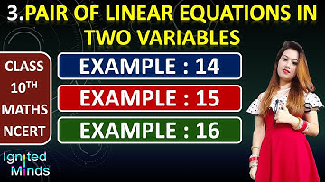 Class 10th Maths | Ch.3 | Example 14, 15 & 16 | Linear Equations in Two Variables | NCERT