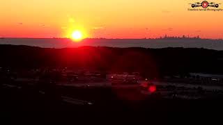 Sun Setting Beside Chicago Time-lapse Drone Footage