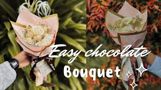 How to make chocolate bouquet 💐| easy ferrero chocolate bouquet making tutorial | Malayalam |