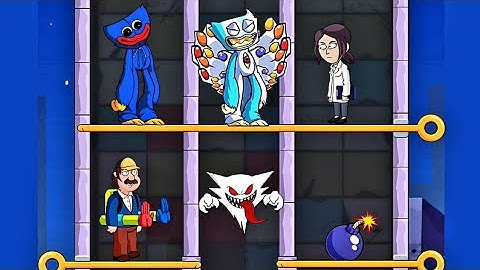 Satisfying Puzzle Mobile Game Huggee Pin Rescue All Levels - New Gameplay