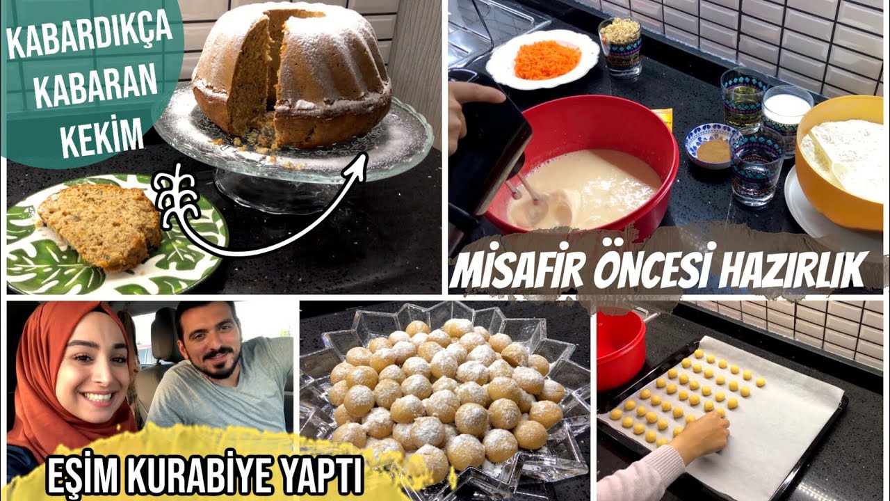MİSAFİR ÖNCESİ HAZIRLIK - EŞİM KURABİYE YAPTI - KABARDIKÇA KABARAN TARÇIN CEVİZ HAVUÇLU KEK TARİFİM
