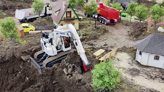 RC BAUSTELLE - RC RADLADER, RC BAGGER, RC KRÄNE, RC MASCHINEN, RC TRUCKS BEI DER ARBEIT ! SCALE 1:14