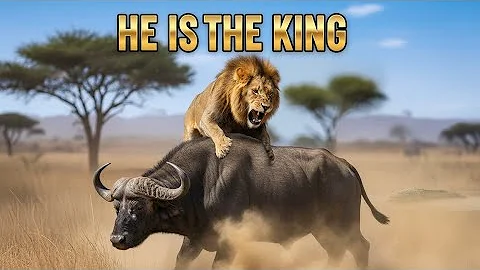 "Lions Hunt a Buffalo, While Hyenas Lurk in the Shadows – A Wild Showdown"#Lions #Buffalo #india#ai