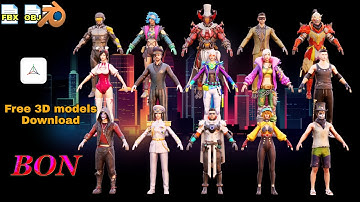 Characters 3d model pack pubg mobile prisma3d Blender bon fbx obj free download