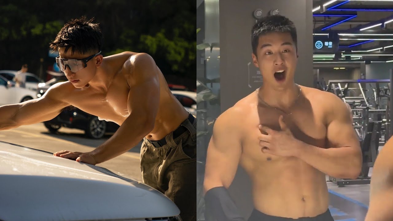 Chinese Fitness Model ASMR Car Wash! Would You Tip DOUBLE? (6'0