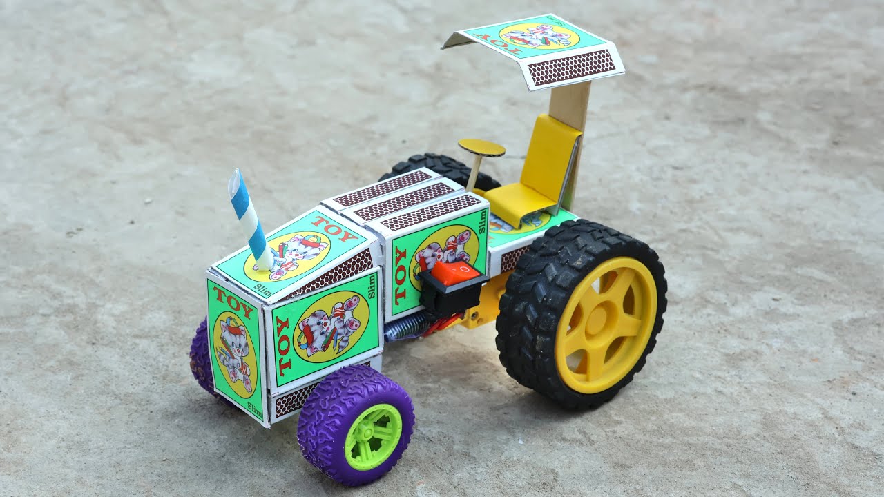 How to make matchbox Tractor at home using dc motor diy tractor