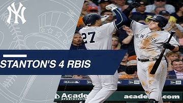 Giancarlo Stanton goes 3-for-4 with 4 RBIs vs. Astros