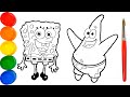 Como Dibujar y Colorear a Bob Esponja y a su Amigo Patricio - Dibujos Fáciles Paso  a Paso | FunKeep