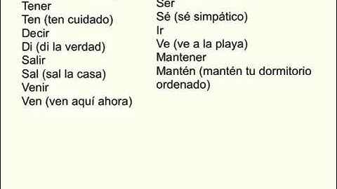 Irregular Affirmative Tú Commands