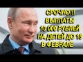 Выплаты 10000 рублей на детей до 18 лет в феврале 2021 года