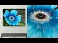 Acrylic Painting for beginners - Large Canvas art - Blue Flower Painting