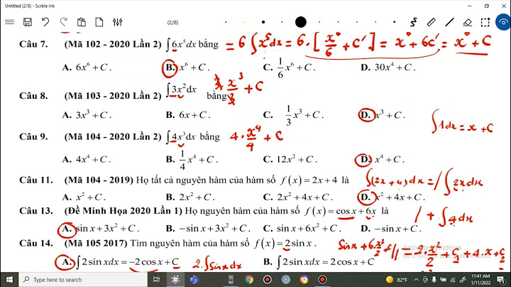 Bài tập trắc nghiệm nguyên hàm có bản năm 2024