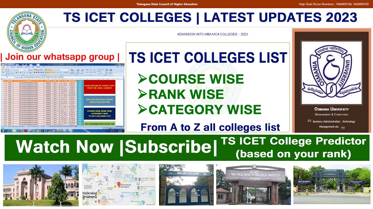 TS ICET Colleges List | Course wise, Rank Wise, Caste Wise | TS ICET ...
