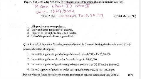 Composition scheme| MCOM SEM2 NEP 2025|Indirect Taxation GstMcom|❤️| Paper Solution|ARKsir|TybafSem5