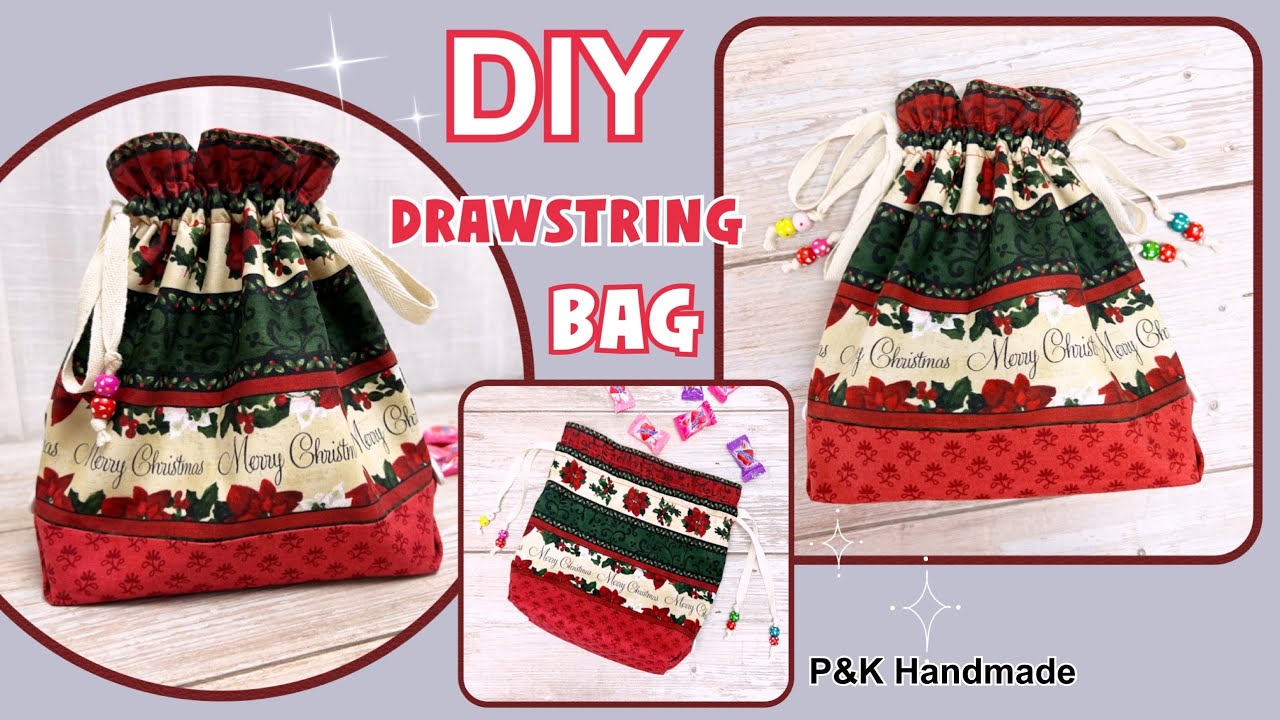 Easy How to Make Drawstring Bag For Christmas Gift | Diy Drawstring Bag ...