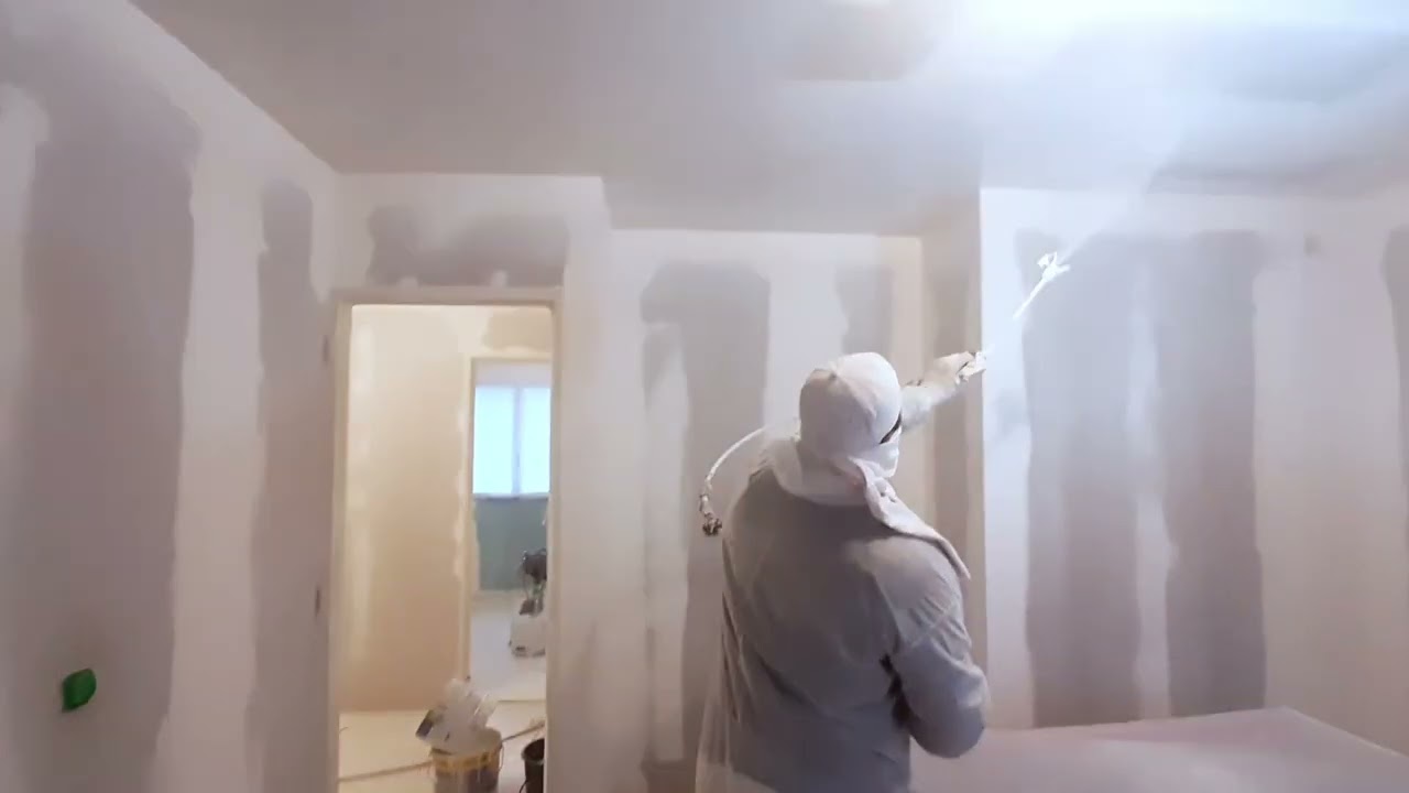 préparation une maison neuve peinture  au pistolet