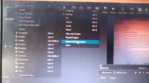 Restore Default Layout in Shotcut (View, Layout, Restore Default Layout), REG: JERSUMPJ
